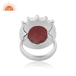 Beat Design 925 argent Sterling naturel fraise Quartz pierres précieuses bague bijoux personnalisés pour les femmes cadeau pour elle - Product Image 4