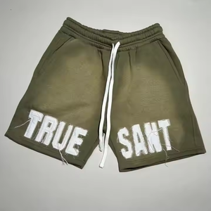 Camiseta y pantalones cortos chándal personalizado ropa de calle gimnasio Fitness hombres conjuntos sol desteñido conjuntos cortos lavado ácido verano para hombres - Product Image 2