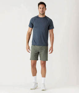 กางเกงขาสั้นเล่นกีฬาสำหรับออกกำลังกายวิ่งออกกำลังกายทำจากโพลีเอสเตอร์ลายพื้นเอวยางยืดดีไซน์แนวสตรีทสำหรับผู้ชาย - Product Image 2