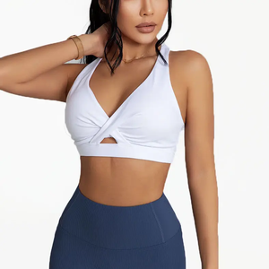 Wholesale Custom Design and logo V-Neck Yoga Crop Top Bra <b>Underwear</b> Women Push up Fitness Running Shockproof <b>Sports</b> Bras - Product Image 3