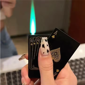 Wholesale Poker Mahjong Green Flame <b>Windproof</b> Inflatable <b>Lighter</b> - Product Image 1