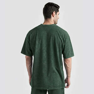 เสื้อยืดสีเขียวฟอกแบบดิสเทรส ผ้าเจอร์ซีย์คอตตอน 100% หนัก 300 กรัม พิมพ์ลายสกรีน พิมพ์ซิลค์สกรีน ดีไซน์เปล่า - Product Image 4