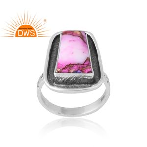 New Design Sterling Silver Natural Mojave Copper <b>Purple</b> Qyster Turquoise Gemstone Ring For Women Design Jewelry Manufacturer - Product Image 1