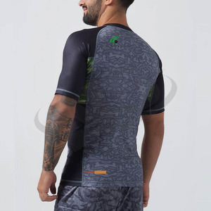 2025 nuevo estilo de manga corta Stretch Rash Guard Sets hombres ajuste cómodo diseño personalizado MMA Fight Wear Jiu Jitsu Kimono - Product Image 3