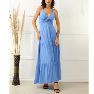 Femmes décontracté solide moulante robe mi-longue Floral Empire taille tissé respirant antistatique ceinture doux froncé pour le printemps été - Product Image 4