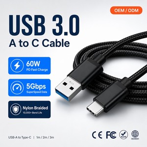 <span class=keywords><strong>C</strong></span>âble <span class=keywords><strong>USB</strong></span> 3.0 Type-A vers Type-<span class=keywords><strong>C</strong></span>, transfert de données 5 Gbps, charge rapide PD 60W 3A, <span class=keywords><strong>c</strong></span>âble <span class=keywords><strong>USB</strong></span> <span class=keywords><strong>C</strong></span> tressé en nylon, OEM ODM, logo personnalisé - Product Image 1