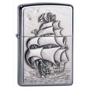 Briquet élégant en forme de bateau - Argent brossé, coupe-vent, cadeau unique, inspiré de l'art du tatouage, accessoire religieux ou de mode - Product Image 1