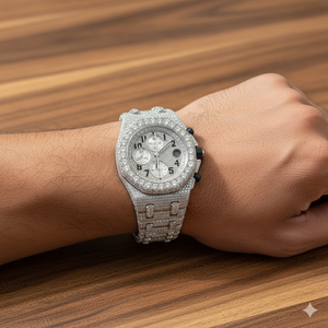 Reloj cronógrafo de lujo para hombre AP, reloj de pulsera de cuarzo de estilo Hip Hop de acero inoxidable con diamante helado, reloj de negocios Premium - Product Image 6