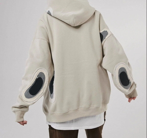 Sweat à capuche patchwork personnalisé d'un fabricant d'antiquités de qualité supérieure Sweats à capuche surdimensionnés pour hommes - Product Image 4