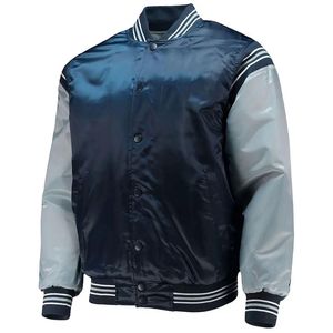Chaqueta Universitaria Personalizada de Primavera para Equipos, Unisex, de Satén y Spandex/Poliéster, Venta al Por Mayor OEM |   Cierre de cremallera transpirable con logo de béisbol - Product Image 5