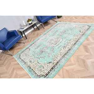 Alfombra Turca Grande, Alfombra Vintage de 5.3x7.7 pies, Alfombra de Lana Azul - Product Image 2