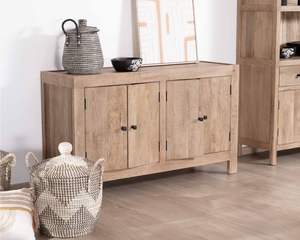 4-door <b>sideboard</b> in solid mango wood 130cm Maestro - Product Image 3