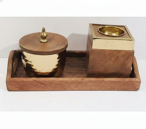 Ensemble brûleur d'encens arabe Bakhoor de qualité supérieure avec couvercle et plateau, pour usage religieux, écologique, pour la décoration intérieure et les rituels aromatiques traditionnels - Product Image 1