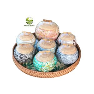 Premium Handmade Ceramic Canister Set with Bamboo Cover Artisan Kitchen Storage Jar Home Decoration <b>Gift</b> - Product Image 5