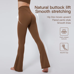 Logo personnalisé Leggings de yoga Pantalon évasé à taille haute pour femmes Leggings évasés Bootcut de yoga Contrôle du ventre jambe large - Product Image 3