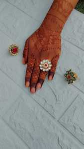 Bague Kundan artificielle réglable bijoux traditionnels indiens Dholki faveur de mariage en vrac fête retour cadeau accessoires de mode - Product Image 5