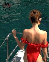 2024 baru 3D bunga musim panas warna Solid tanpa tali punggung terbuka satu potong baju renang Bikini mewah