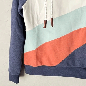 Sudadera con capucha de cuello vuelto de colores mezclados para mujer, ropa de calle de lana de algodón transpirable, jersey con capucha, Jersey - Product Image 5