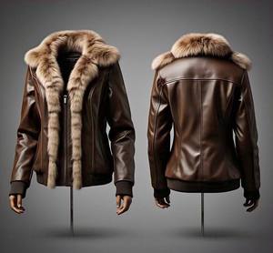 Chaqueta de Lona y Cuero Unisex con Capucha, Forro de Piel Sintética, Transpirable, Resistente al Viento, Forro de Algodón, Estilo Casual, Clásico y Vintage para Invierno - Product Image 1