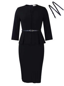 Versatile Polyester Spandex <b>Pencil</b> Career Dress Breathable and Comfortable Fit for Office Business Events for Summer - Product Image 5