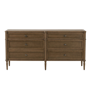 Solid <b>Wood</b> 6 Drawer Storage <b>Cabinet</b> with Elegant Design, Smooth Finish and Strong Tapered Legs for Bedroom or Living Room Use - Product Image 1