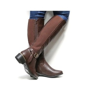 Shemax-Botas de montar hasta la rodilla con Panel elástico, color marrón - Product Image 2