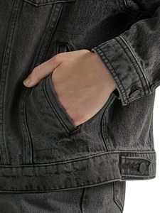 2025 Nueva chaqueta vaquera lavada Vintage informal con estilo para mujer con chaqueta vaquera transpirable personalizada con botones en Color negro - Product Image 4