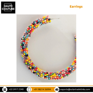 Experts en vente de style classique 6 cm de diamètre brodé à la main perlé fête porter des boucles d'oreilles créoles pour femmes - Product Image 6
