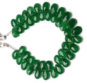 Piedra preciosa de cuarzo de fresa verde Natural, piedra preciosa facetada en forma de pera, hebras de cuentas Briolette para joyas - Product Image 5