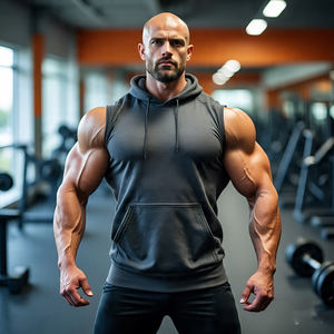 <b>Gym</b> Fitness Sleeveless <b>Hoodie</b> Running Jogging Singlet Hood Men's Bodybuilding Sleeveless Hoodies Male - Product Image 2