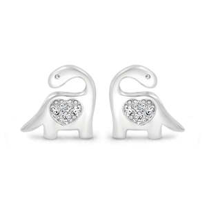 NOVAMART Fine Zarkan Dino Heart 925 <b>Silver</b> <b>Stud</b> <b>Earrings</b> Trendy 14K Gold Plated Princess Cut Diamond Sapphire Set in Bezel Setti - Product Image 3