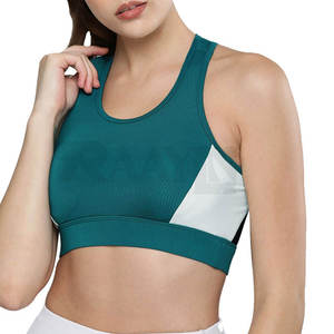 Sujetador deportivo con logotipo personalizado con alto soporte, ajuste sin costuras, correas ajustables que absorben la humedad, transpirable, estilo Racerback - Product Image 1