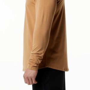 Camiseta de manga larga para hombre, prenda de vestir, ajustada, con cuello redondo, dobladillo redondo, corte cónico, 94% algodón y 6% Spandex - Product Image 6