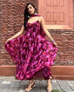 Robe en faux Georgette avec imprimé de fleurs et manches pour jolies filles, tendance 2022 - Product Image 3