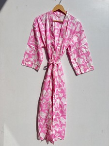 Kimono en coton indien à imprimé floral, robe de chambre d'été, vêtement de nuit, robe de plage, peignoir, vêtement de nuit pour femmes - Product Image 2