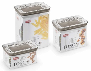 Bidone Rettangolare Tosca Lt.1,2 Bianco/Marrone Chiaro - Product Image 1
