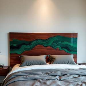 SACK Handmade Epoxy Resin <b>Wood</b> <b>Bed</b> <b>Headboard</b> | Modern Luxury Love Theme Bedroom Furniture Custom Artistic Heat Curing - Product Image 1