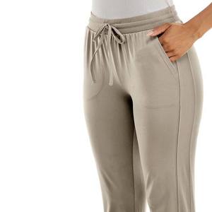 2025 nuevos pantalones de moda para mujer, pantalones informales con logotipo personalizado, pantalones de pierna ancha de algodón Cargo para mujer, Color sólido con bolsillo - Product Image 5