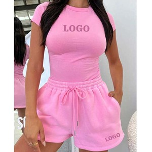 Conjunto de secado rápido para mujer, camiseta ligera y cómoda con pantalones cortos, ropa de calle, conjunto de 2 piezas, logotipo personalizado para mujer - Product Image 6