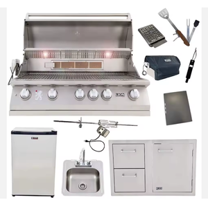 Quality New 40-Inch Liquid Propane Grill L90000 with Refrigerator and Door and Drawer with and 5 in 1 <b>BBQ</b> <b>Tool</b> Set - Product Image 1