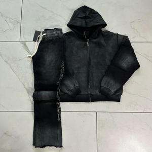 Sweat-shirt à capuche pour homme en coton 100% de haute qualité, design personnalisé 2026, poids lourd, délavé au soleil, surdimensionné, survêtement pour homme - Product Image 2