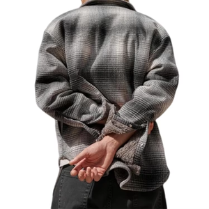 wholesale Custom Logo Flannel <b>Shirt</b> Long Sleeves <b>Quilted</b> Lined Warm Casual <b>Shirt</b> Plaid Stylish Casual Flannel <b>Shirts</b> for Men - Product Image 4