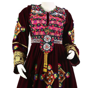 Vestido Tribal Étnico Afgano Banjara de la Mejor Calidad, Ropa Tradicional Musulmana, Cuello Alto, Manga Larga, Color en Contraste, Personalizable - Product Image 4