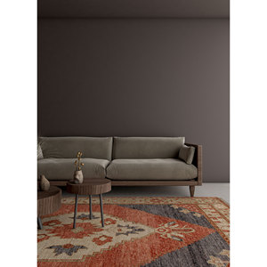 Tapis en laine noué à la main Erbe Blue AKWL-1438 9x12, motif médaillon rectangulaire pour la décoration de la maison et du salon - Product Image 5