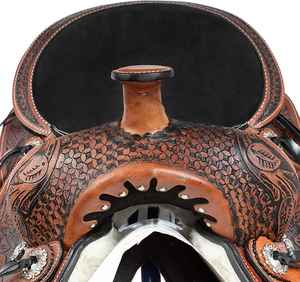 Selle de cheval de Type anglais de haute qualité en cuir véritable Western Barrel Trail avec accessoires portables personnalisables - Product Image 4