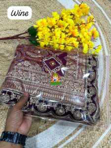 Dola Women's Indian Silk Saree Weaving <b>Thread</b> Work Zari Work Khatli Moti Handwork Full Embroidery Cutwork Border Saree - Product Image 5