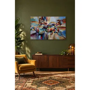 Impression sur toile Fida, deux femmes colorées segmentées en position allongée - Product Image 1
