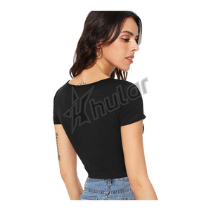 Haut court marron personnalisé en coton tricoté pour femmes basique décontracté sans manches col rond design côtelé - Product Image 5