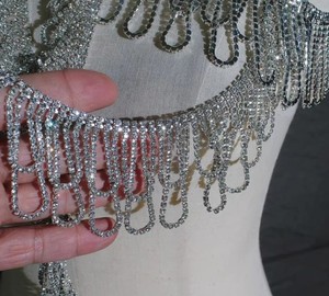 Garniture de franges longues à pampilles, garniture de franges de luxe en cristal, pompon en strass brillant, pompon de franges à perles lourdes pour fête - Product Image 1