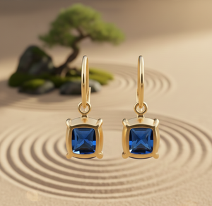 925 <b>Sterling</b> <b>Silver</b> Blue Hydro 10mm Cushion Earrings 18K Gold Plated Handmade Fashion Jewelry for Women Gemstone Jewellery - Product Image 4